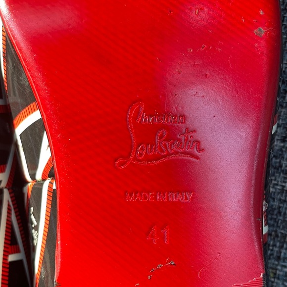 Christian Louboutin Black and Red Patterned Loafers - Picture 6 of 15